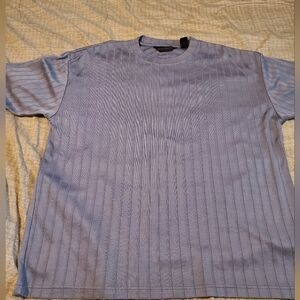Damante Mens Gray Short Sleeve Pin Strip Shirt XL